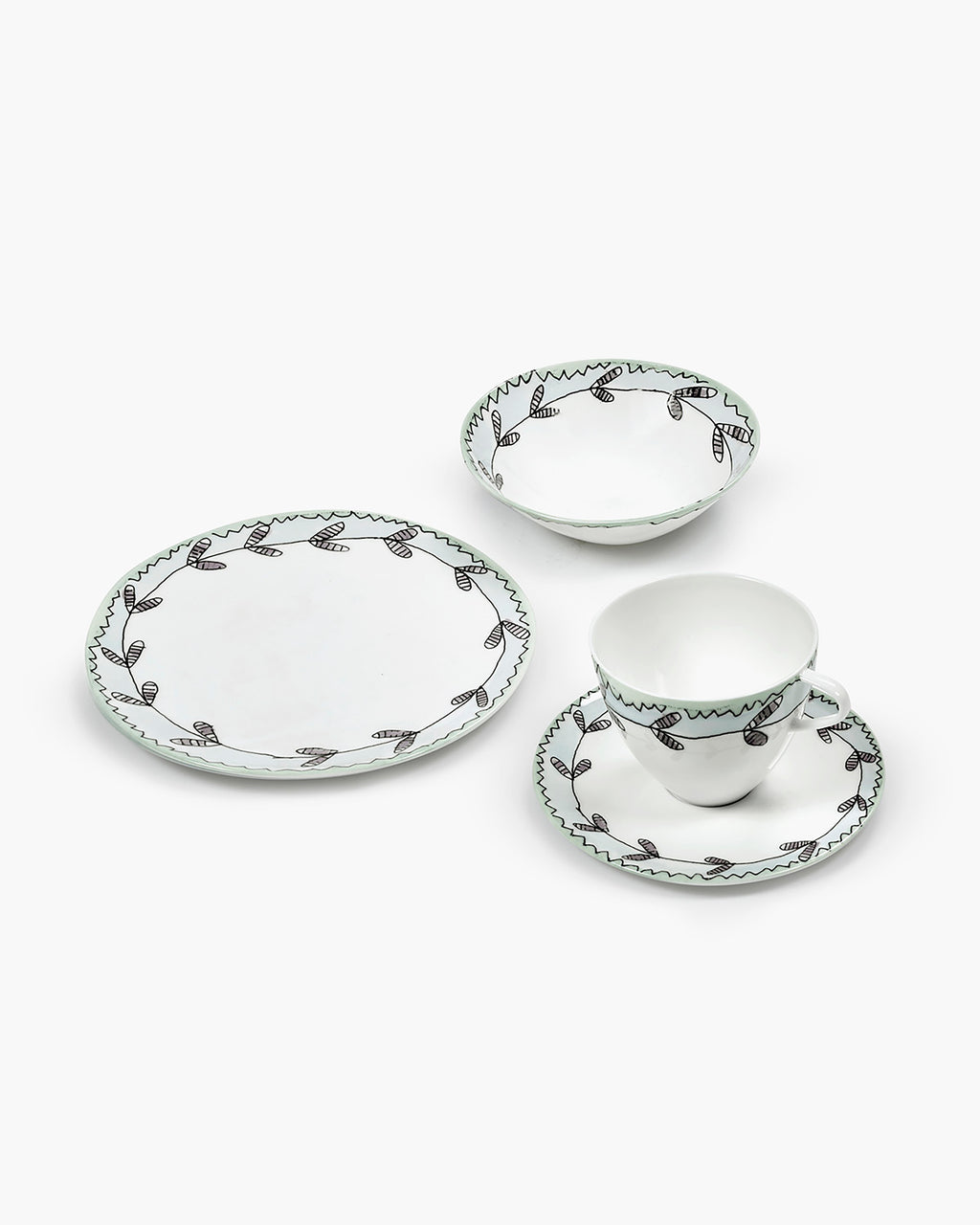 Breakfast set 12 pieces blossom milk midnight flowers