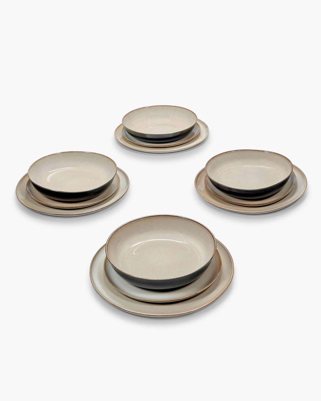 Dinner Set 12 pieces misty gray Terres de rêves