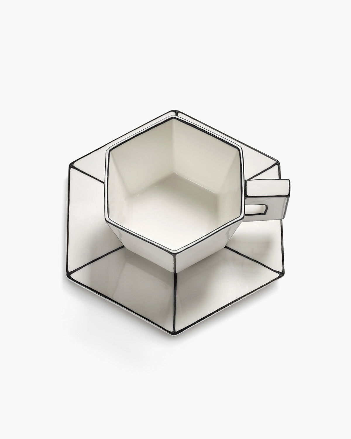 Cappuccino cup with saucer white - black Carte Blanche – Serax US