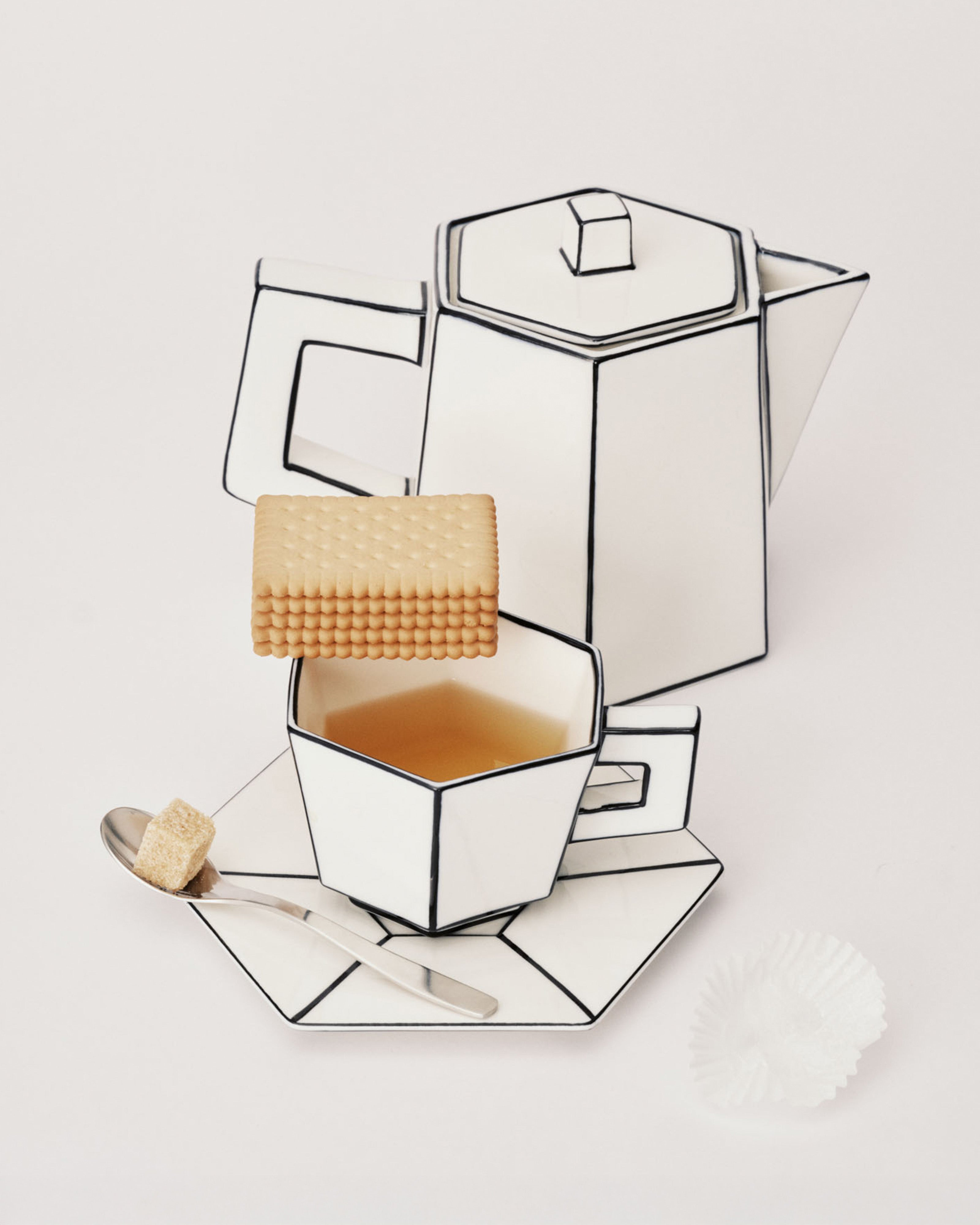 Tea pot white - black Carte Blanche – Serax US