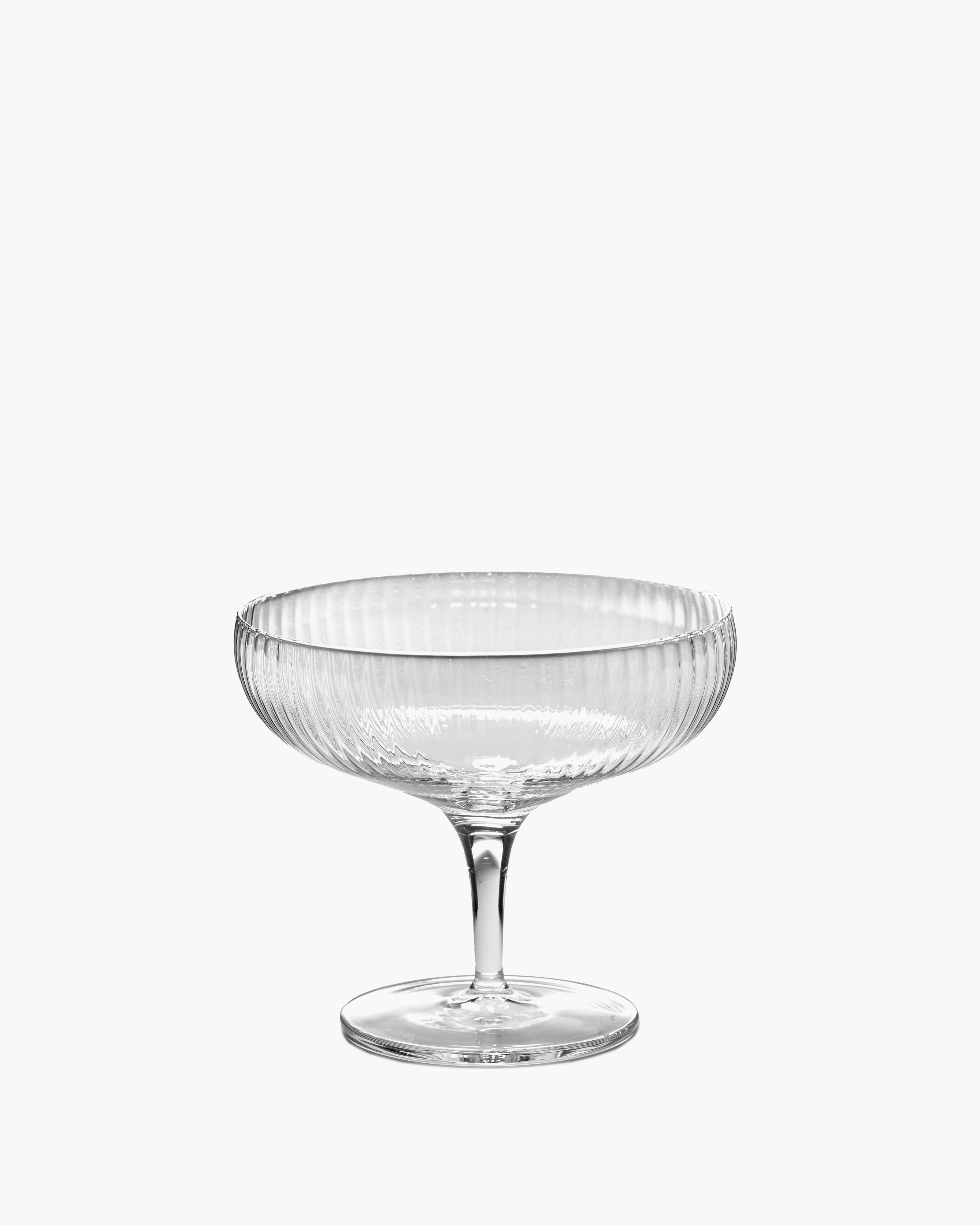 Champagne coupe 15cl transparent ribbed glass Inku set of 4