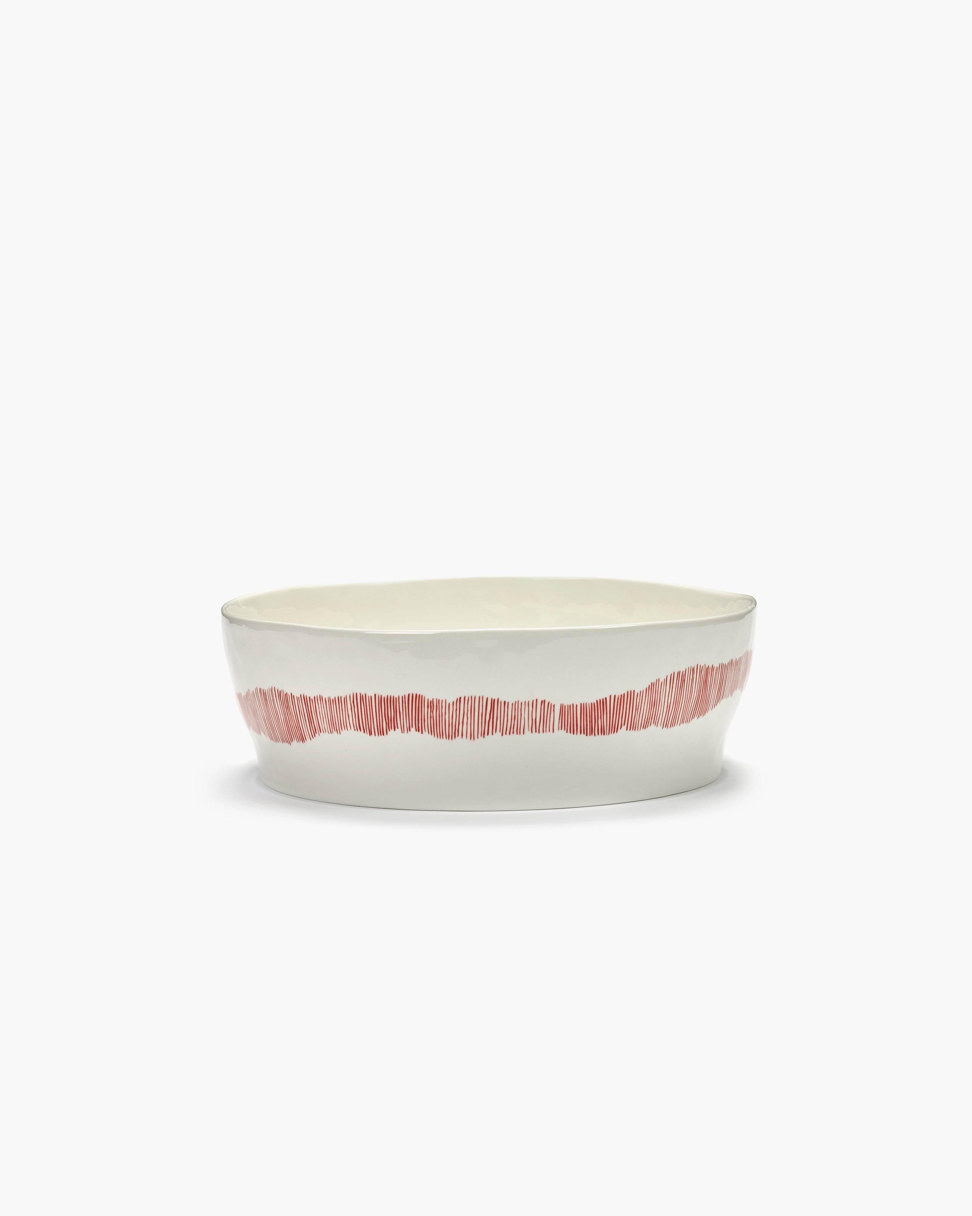 Salad bowl white swirl - red stripes Feast