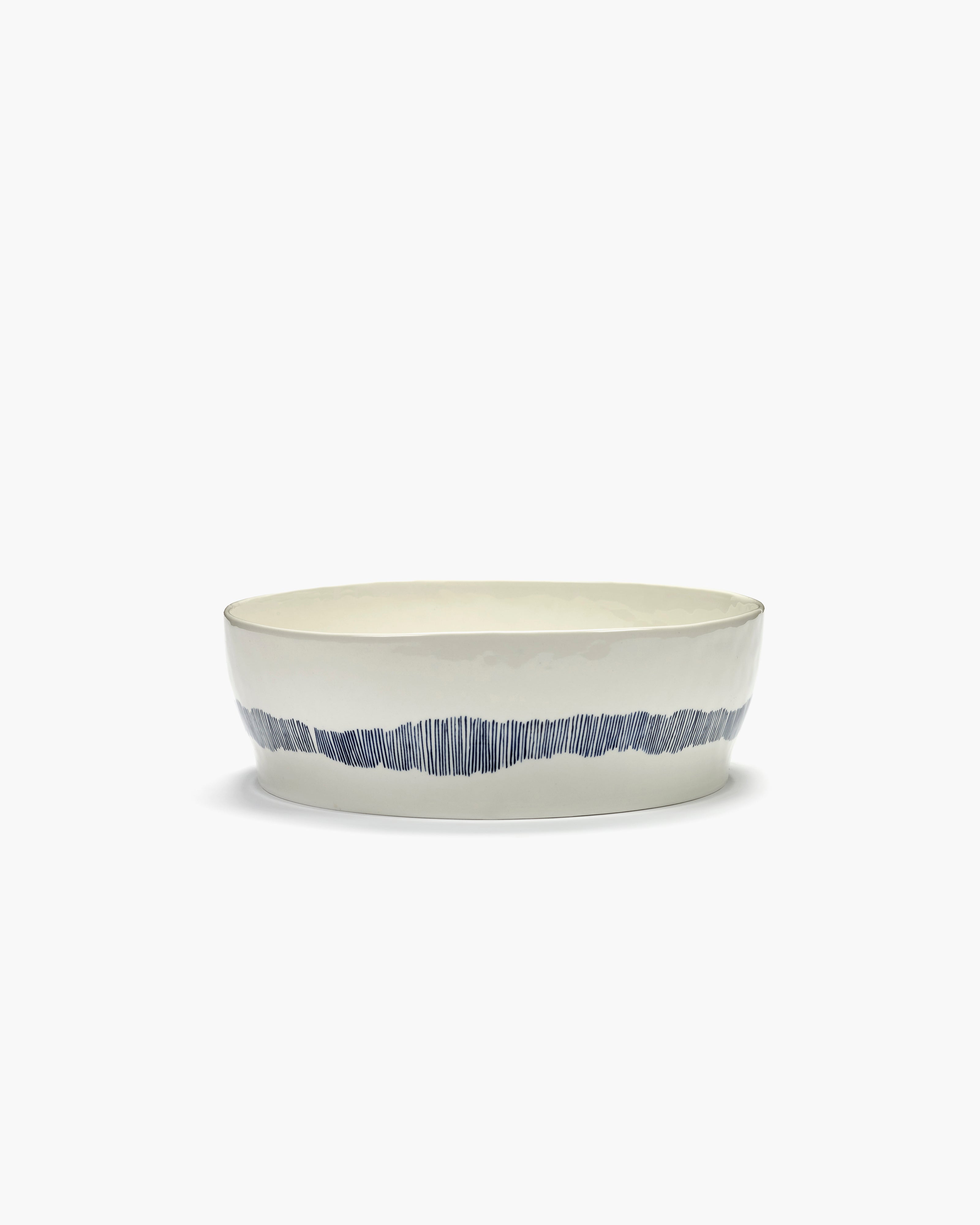 Salad bowl white - blue stripes Feast