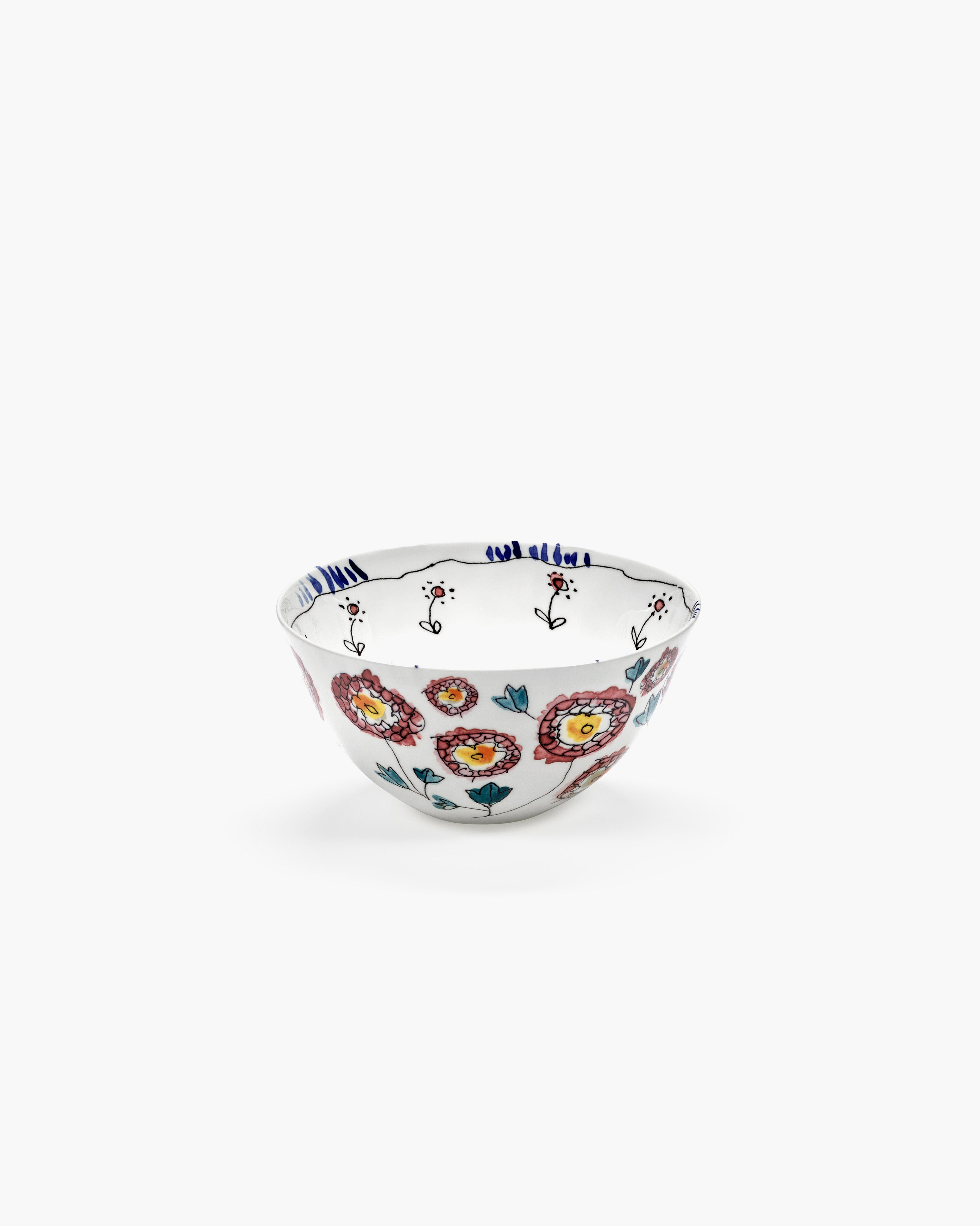 Bowl L Anemone milk Midnight Flowers set of 2