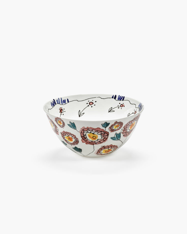 Serving bowl Large Anemone milk Midnight Flowers