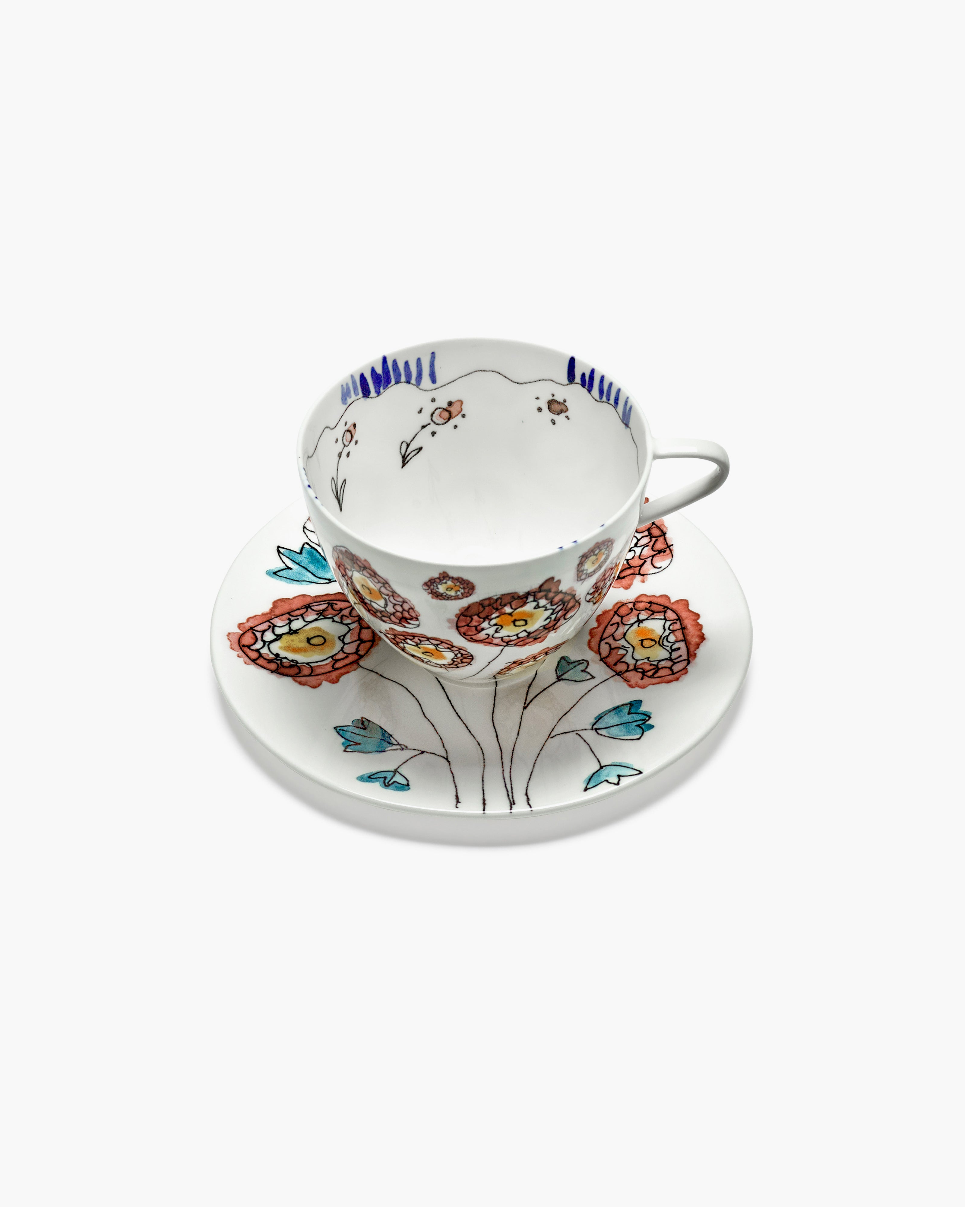 Cappuccino cup with saucer Anemone milk Midnight Flowers – Serax US
